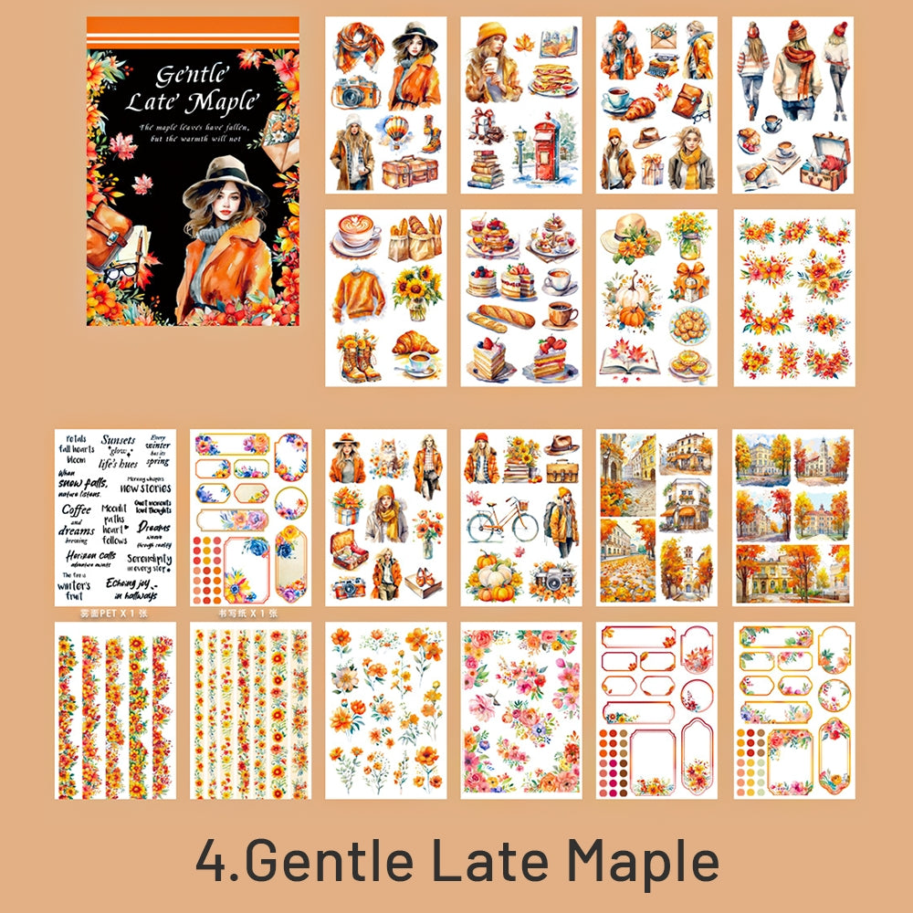 Retro Floral Lady Character Die-cut Sticker Book sku-3