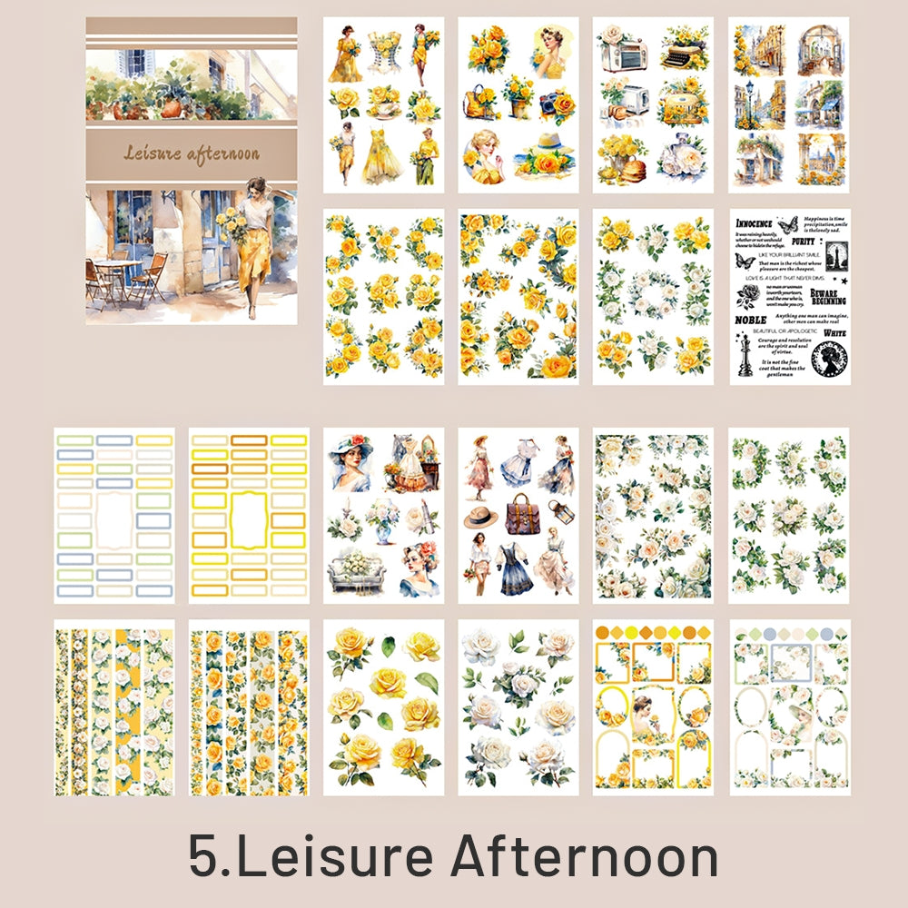 Retro Floral Lady Character Die-cut Sticker Book sku-4