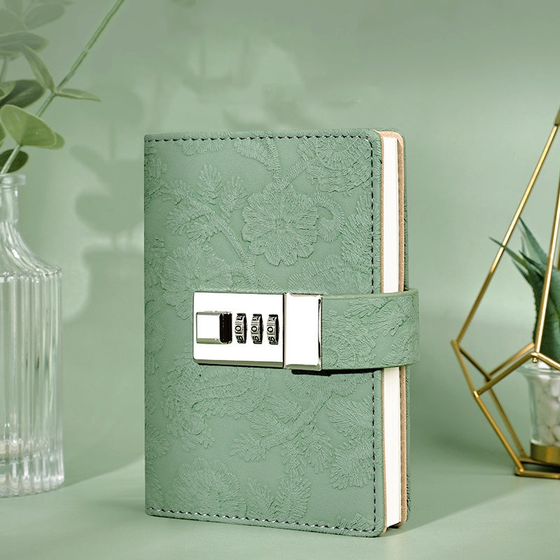 Retro Lace Embossed Password Combination Diary Notebook b4