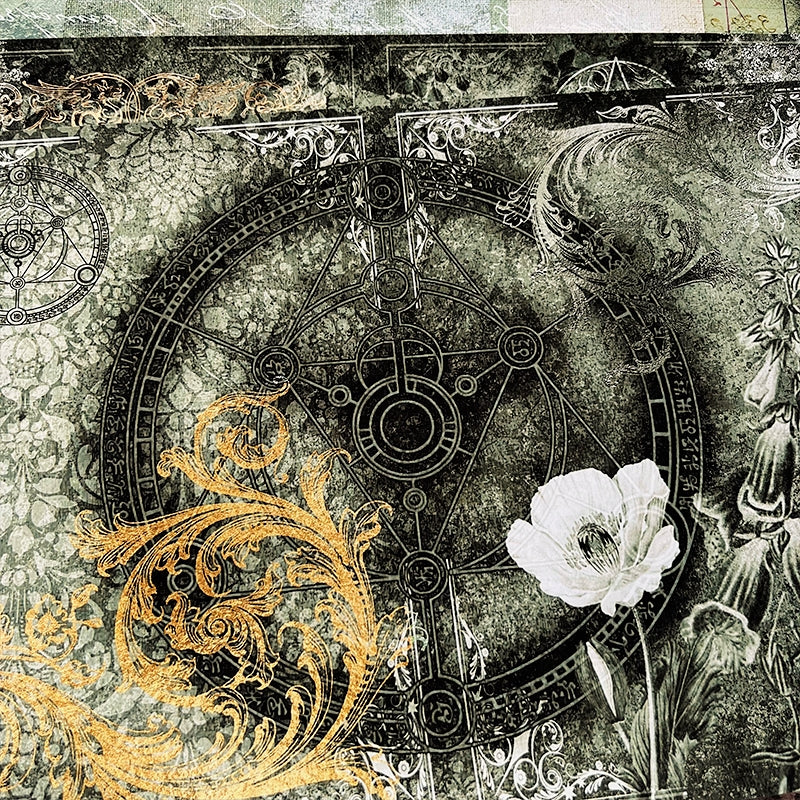 Retro Magic Dark Junk Journal Background Paper b2