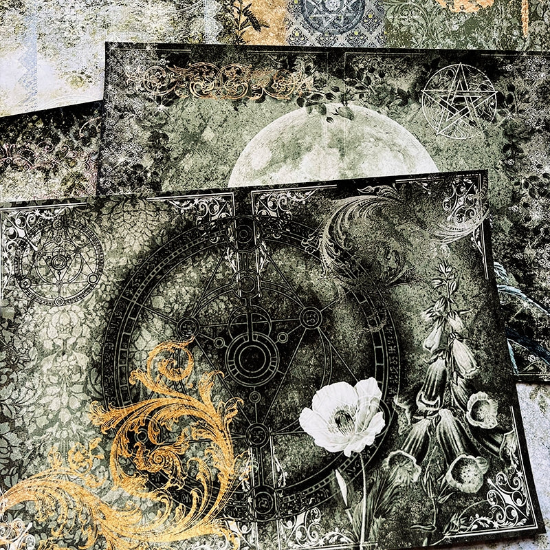 Retro Magic Dark Junk Journal Background Paper b3