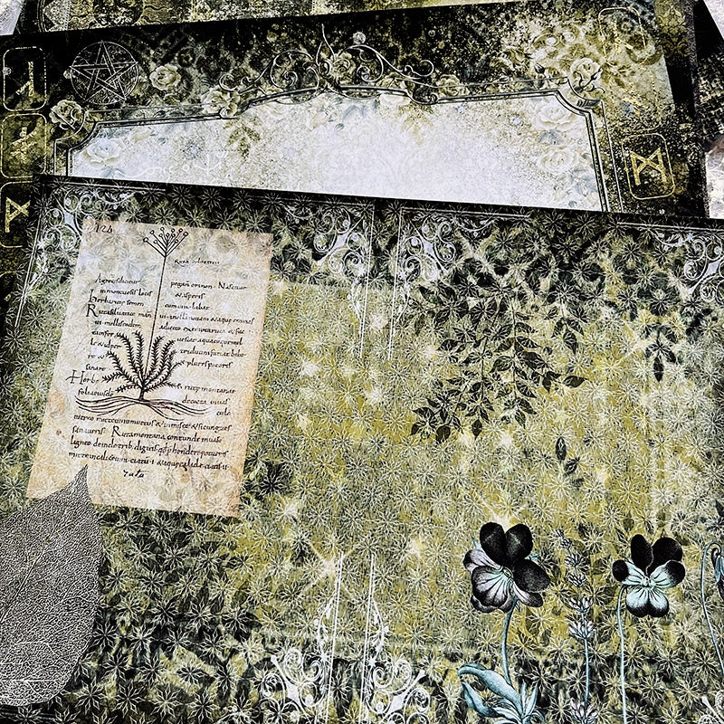 Retro Magic Dark Junk Journal Background Paper c