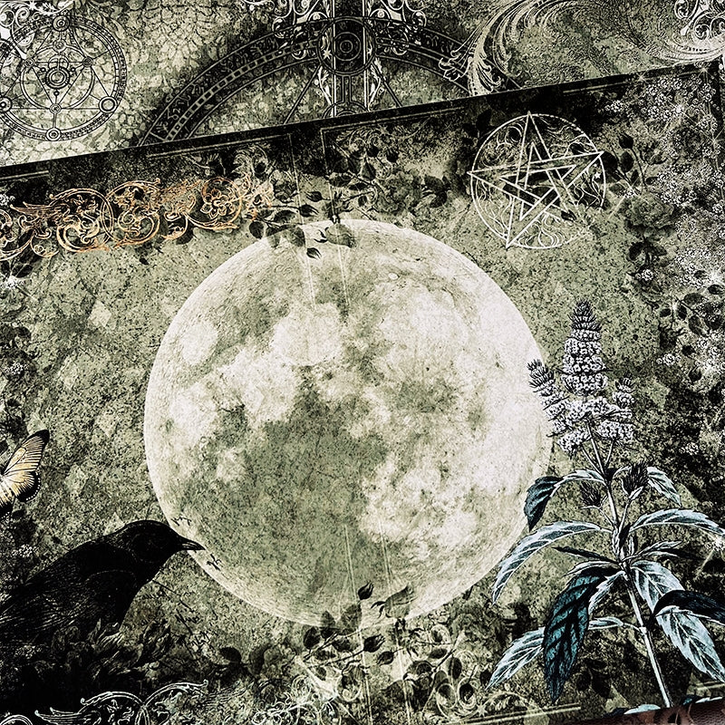 Retro Magic Dark Junk Journal Background Paper c2