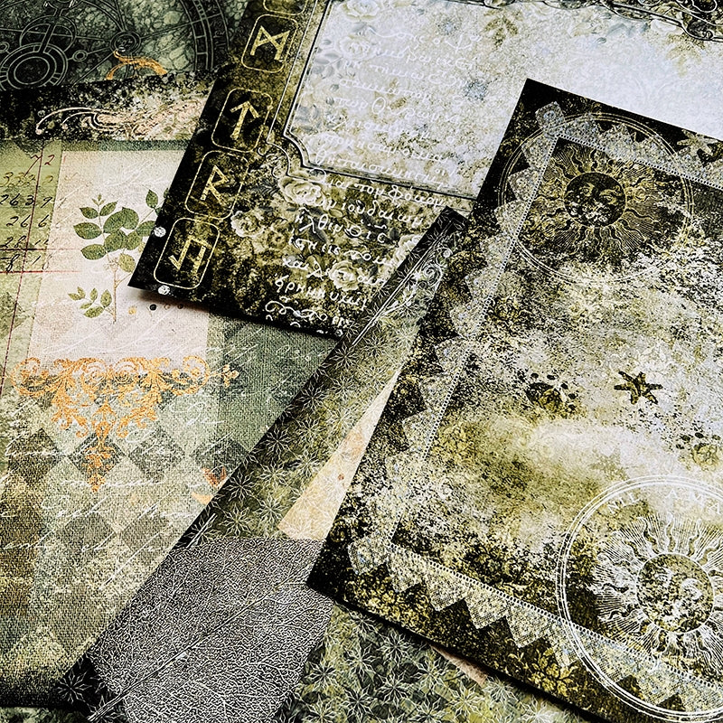 Retro Magic Dark Junk Journal Background Paper c3