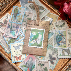 Retro Post Office Stamp Sticker Pack-Plants, Cities, Oil Paintings, Nature Animals b2