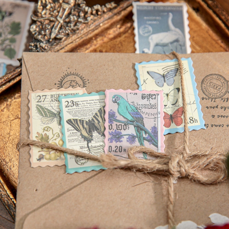 Retro Post Office Stamp Sticker Pack-Plants, Cities, Oil Paintings, Nature Animals b7