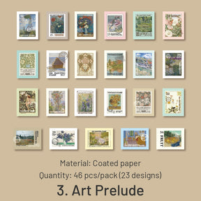 Retro Post Office Stamp Sticker Pack-Plants, Cities, Oil Paintings, Nature Animals sku-3