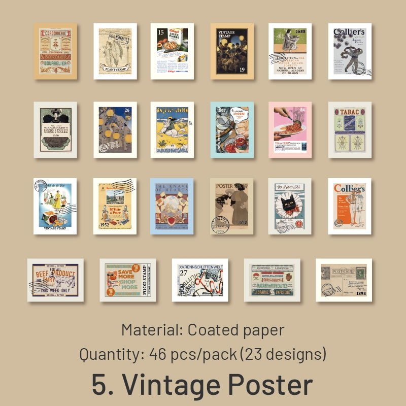 Retro Post Office Stamp Sticker Pack-Plants, Cities, Oil Paintings, Nature Animals sku-5