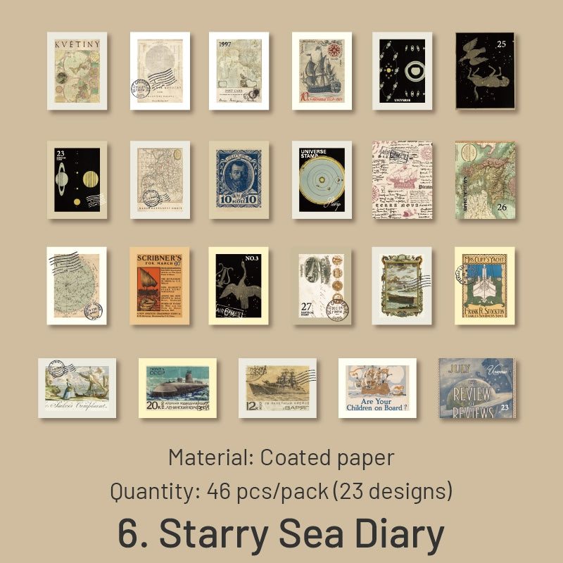 Retro Post Office Stamp Sticker Pack-Plants, Cities, Oil Paintings, Nature Animals sku-6