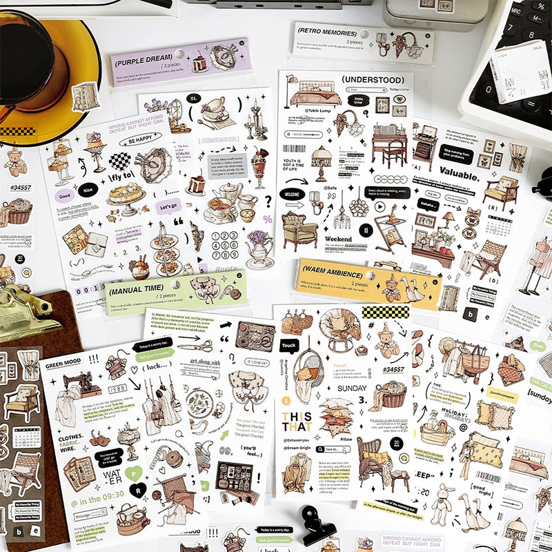 Retro Prologue Life Items Stickers - Food, Beddings, Clothes, Furniture a