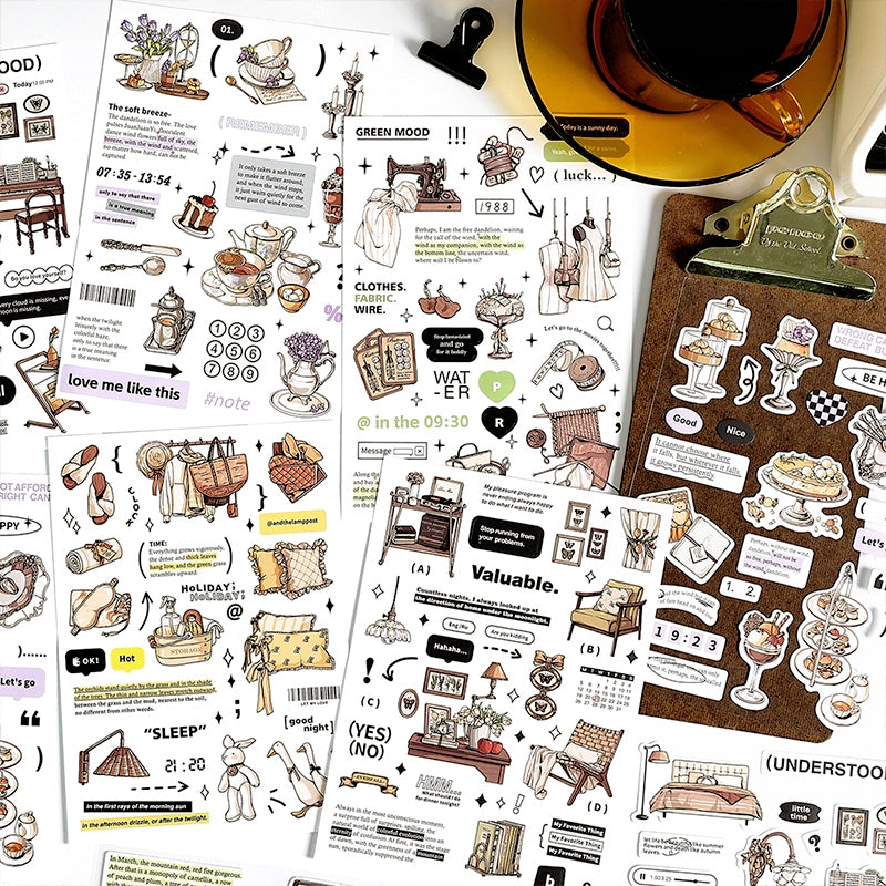 Retro Prologue Life Items Stickers - Food, Beddings, Clothes, Furniture b