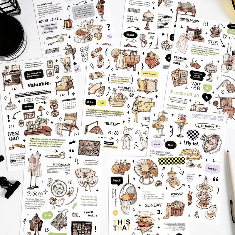 Retro Prologue Life Items Stickers - Food, Beddings, Clothes, Furniture b1