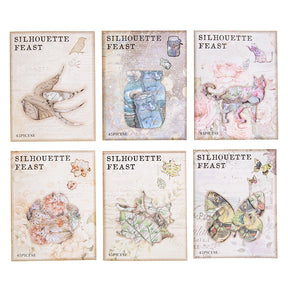 Retro Silhouette Stickers - Cat, Butterfly, Bird, Leaf, Flower b6