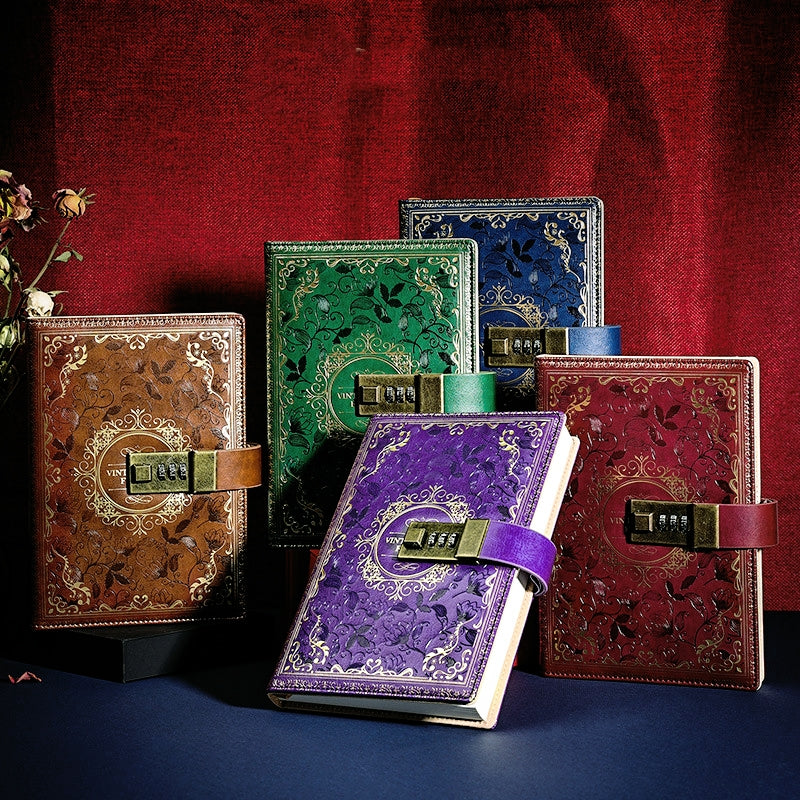 Retro Thickened Three-Digit Password Diary Notebook a