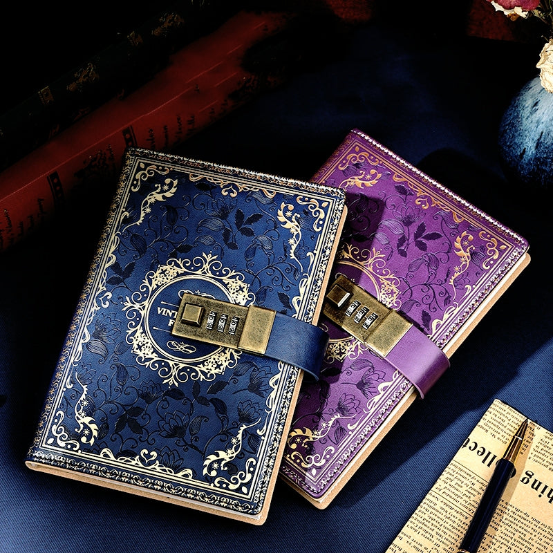 Retro Thickened Three-Digit Password Diary Notebook b2