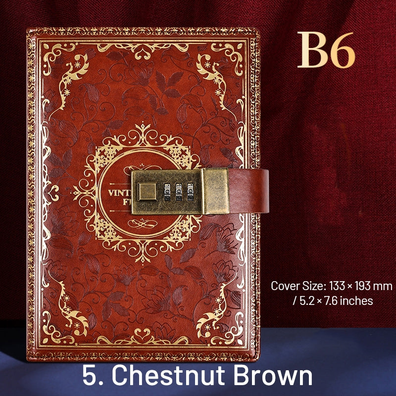 Diary Passcode Retro Password Protected Diary Notebook | PU Leather Journal by Stamprints
