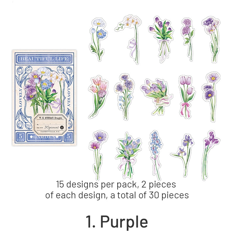 Romance Till Death Series Vintage Botanical Sticker Pack sku-1