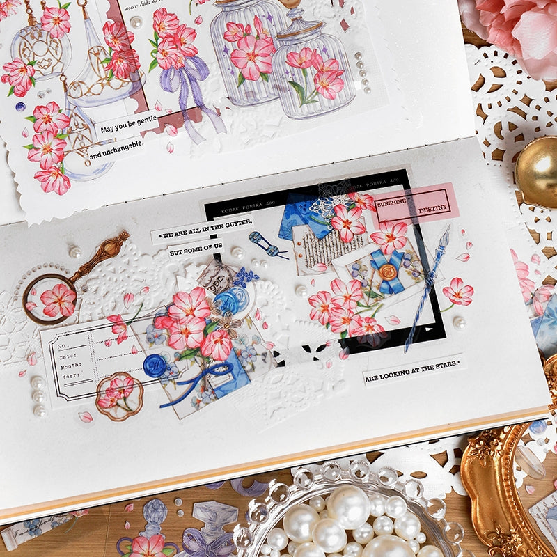 Romantic Pink Sakura Flower PET Stickers b2