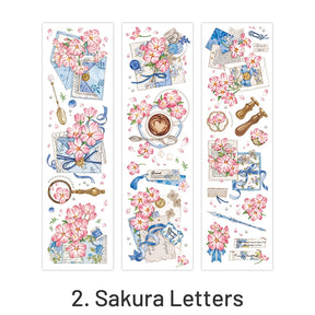Romantic Pink Sakura Flower PET Stickers sku-2