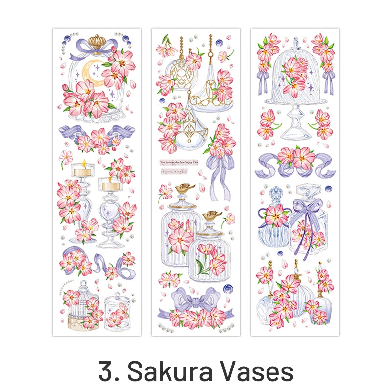 Romantic Pink Sakura Flower PET Stickers sku-3