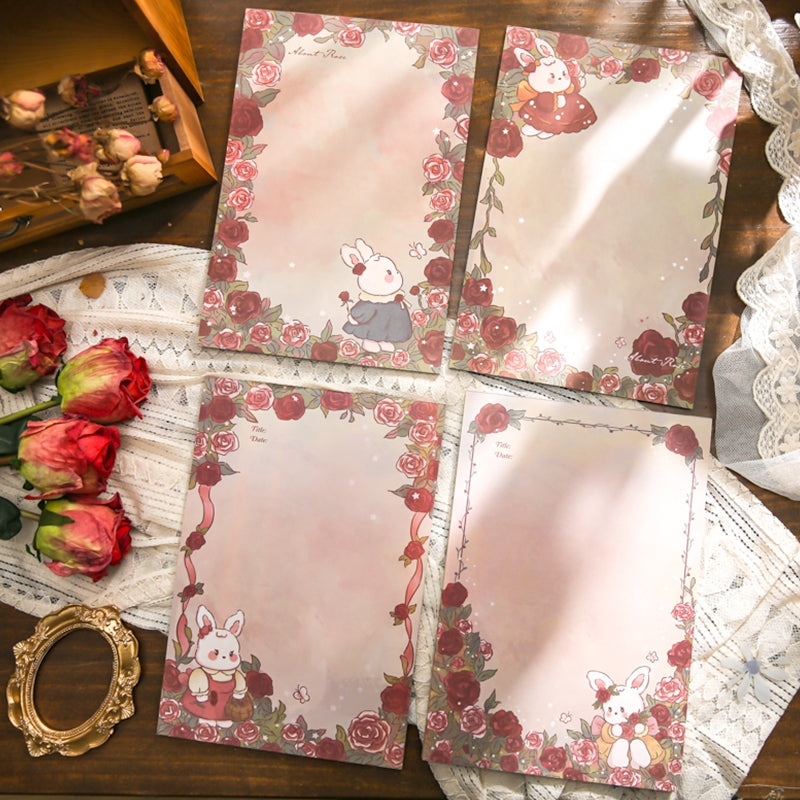 Rose and Rabbit Letter Paper Booklet | Vintage Stationery by Stamprints