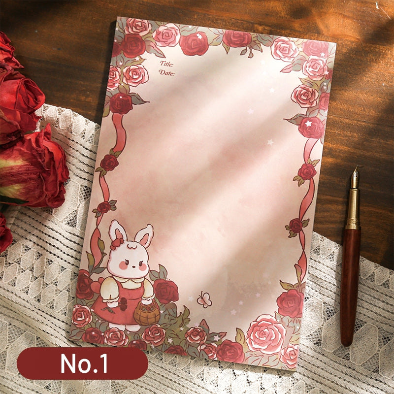 Rose and Rabbit Letter Paper Booklet | Vintage Stationery by Stamprints