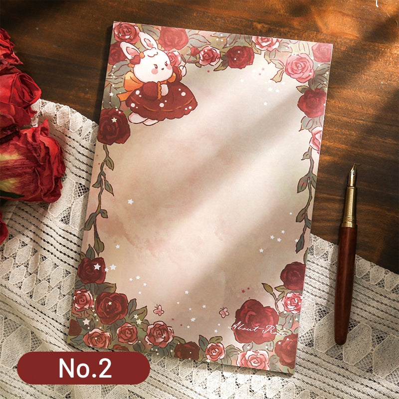 Rose and Rabbit Letter Paper Booklet | Vintage Stationery by Stamprints
