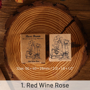 Rose Book Collection Vintage Plant Wooden Rubber Stamp sku-1