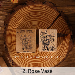 Rose Book Collection Vintage Plant Wooden Rubber Stamp sku-2