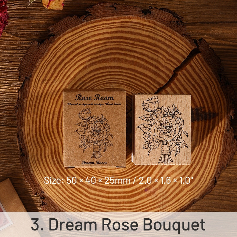 Rose Book Collection Vintage Plant Wooden Rubber Stamp sku-3