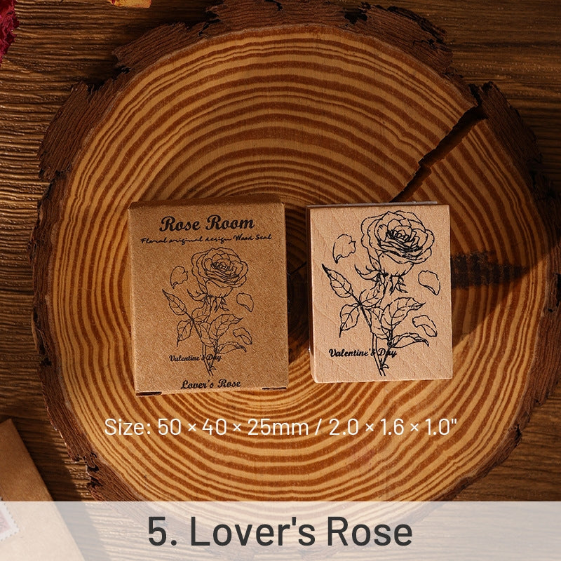 Rose Book Collection Vintage Plant Wooden Rubber Stamp sku-5