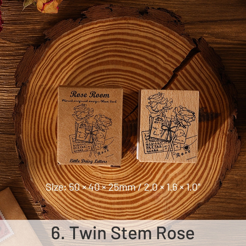 Rose Book Collection Vintage Plant Wooden Rubber Stamp sku-6