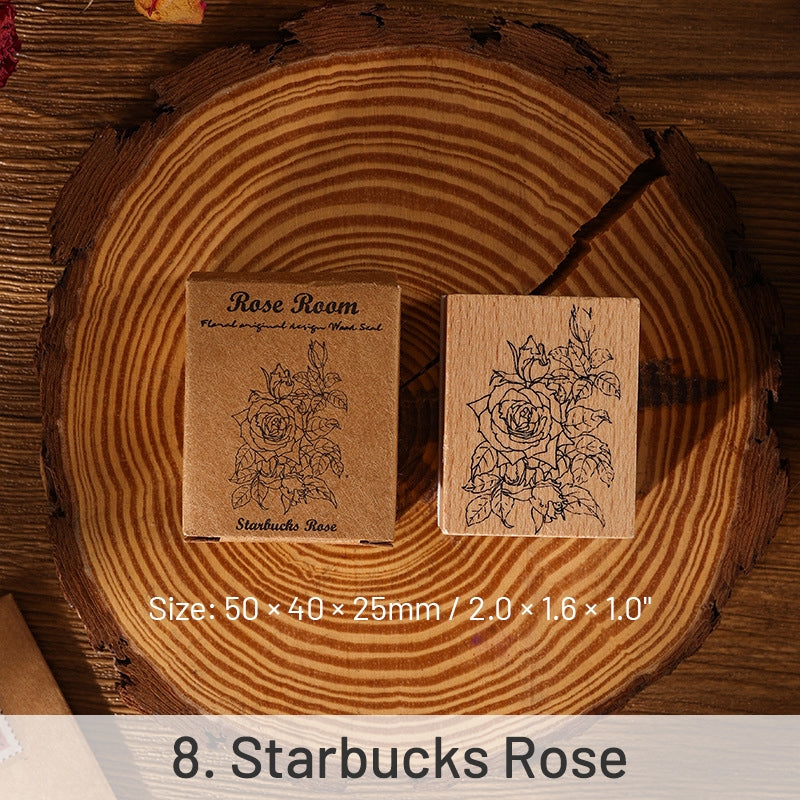 Rose Book Collection Vintage Plant Wooden Rubber Stamp sku-8