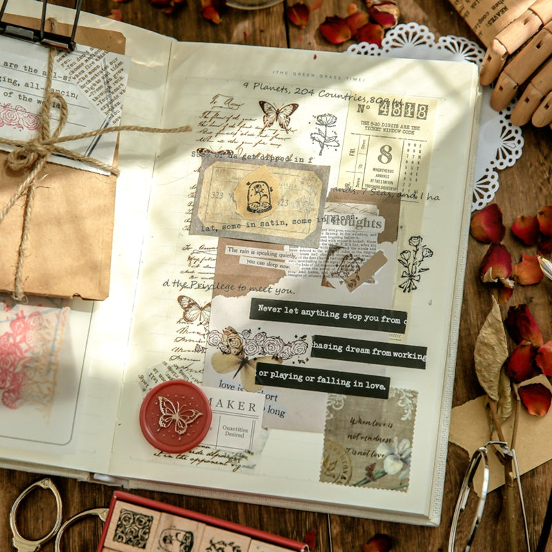 Rose Epic Series Vintage Artistic Floral Wooden Rubber Stamp Set b4