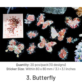 Rose Holographic PET Stickers - Window, Moon, Butterfly, Bottle sku-3