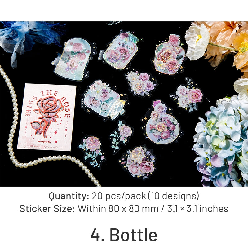 Rose Holographic PET Stickers - Window, Moon, Butterfly, Bottle sku-4