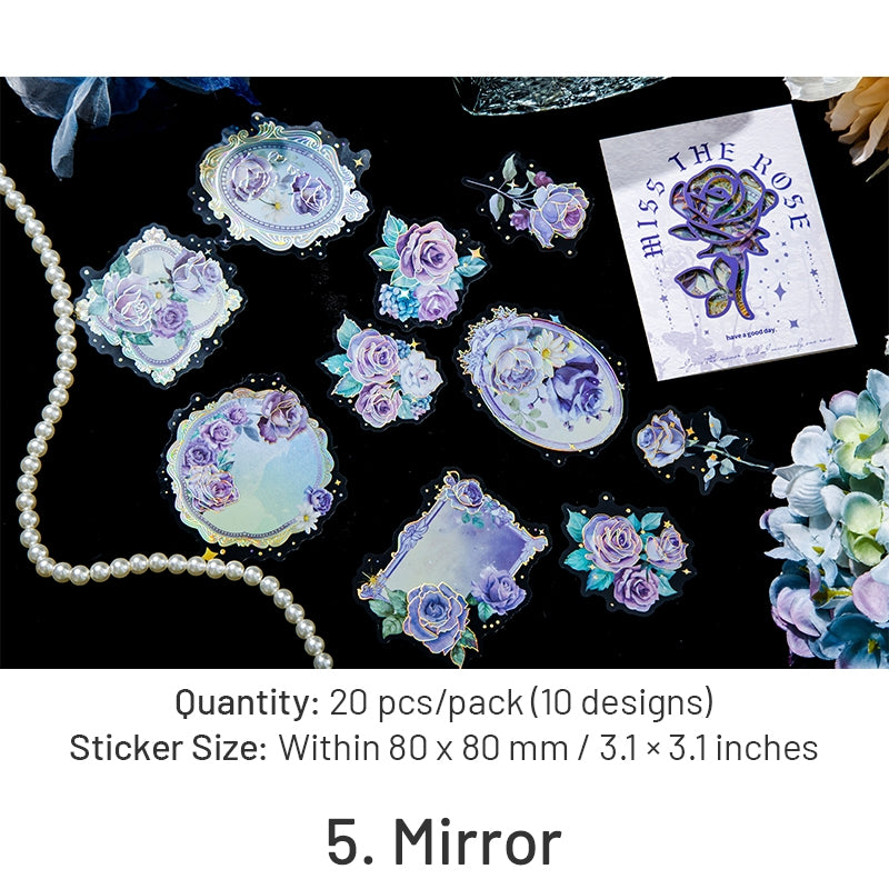 Rose Holographic PET Stickers - Window, Moon, Butterfly, Bottle sku-5