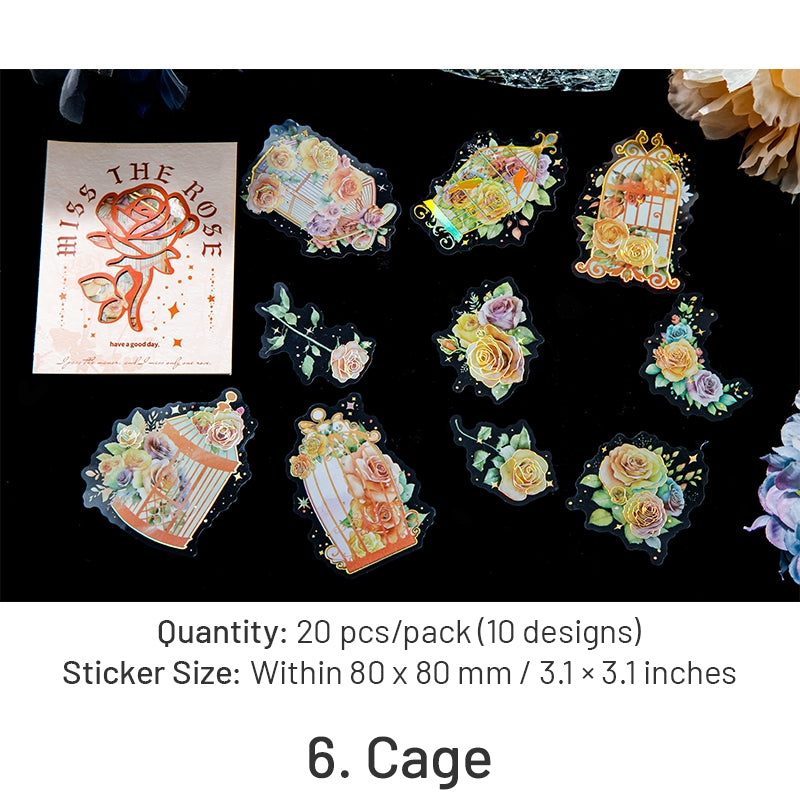 Rose Holographic PET Stickers - Window, Moon, Butterfly, Bottle sku-6