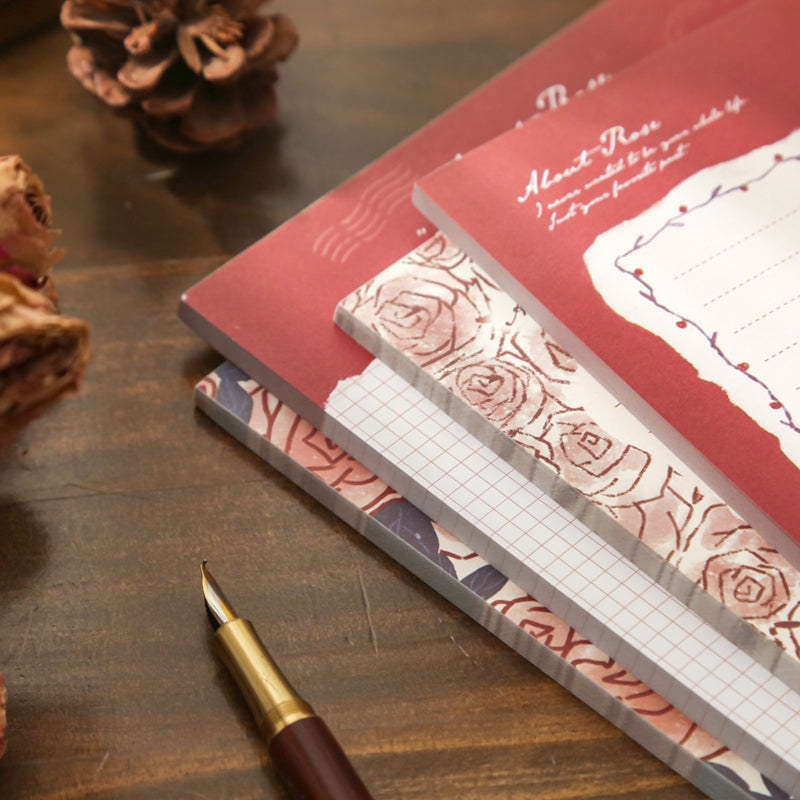 Rose Patterned Lined Scratch Paper Notepad a