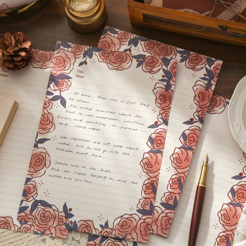 Rose Patterned Lined Scratch Paper Notepad b3