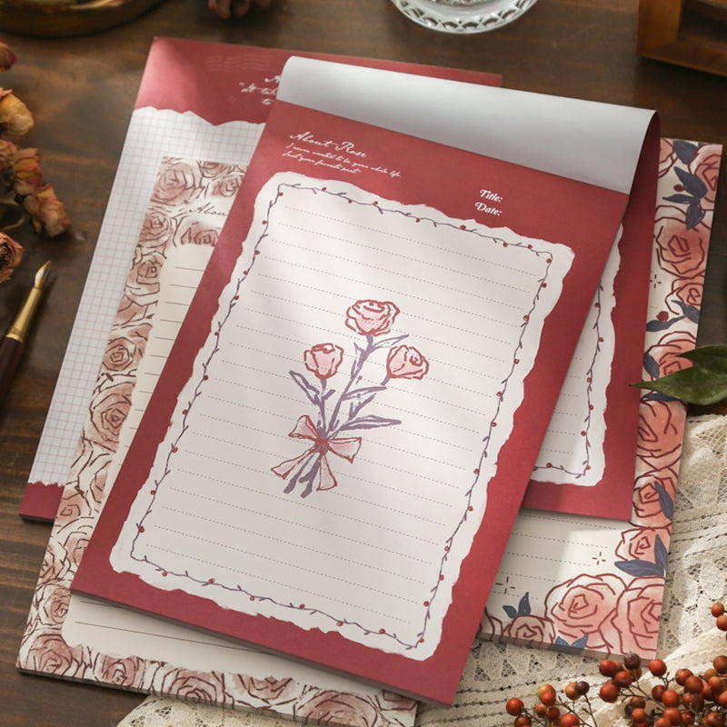 Rose Patterned Lined Scratch Paper Notepad b6