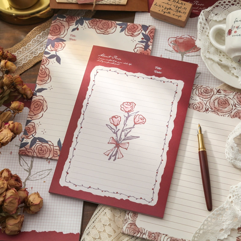 Rose Patterned Lined Scratch Paper Notepad b7