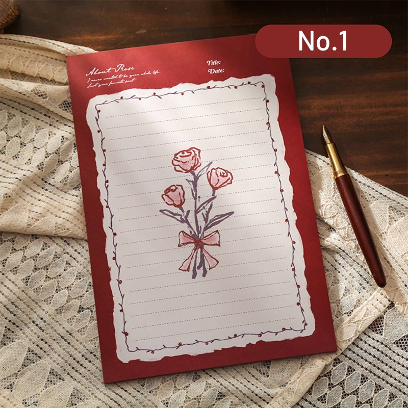 Rose Patterned Lined Scratch Paper Notepad sku-1
