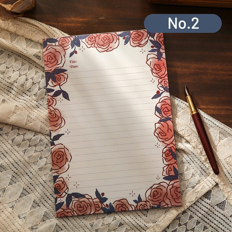 Rose Patterned Lined Scratch Paper Notepad sku-2
