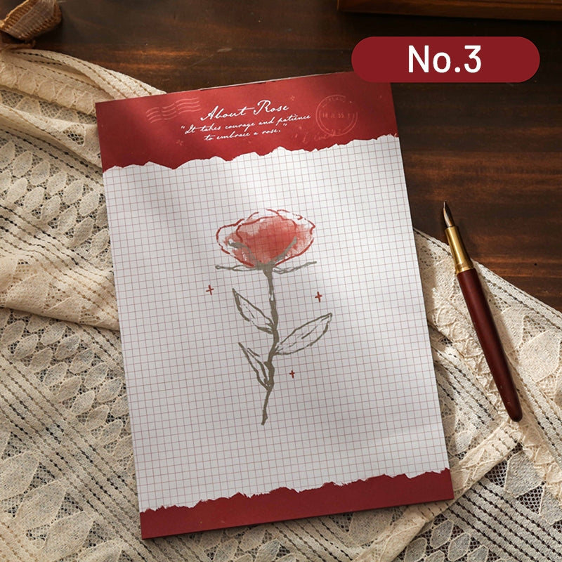 Rose Patterned Lined Scratch Paper Notepad sku-3