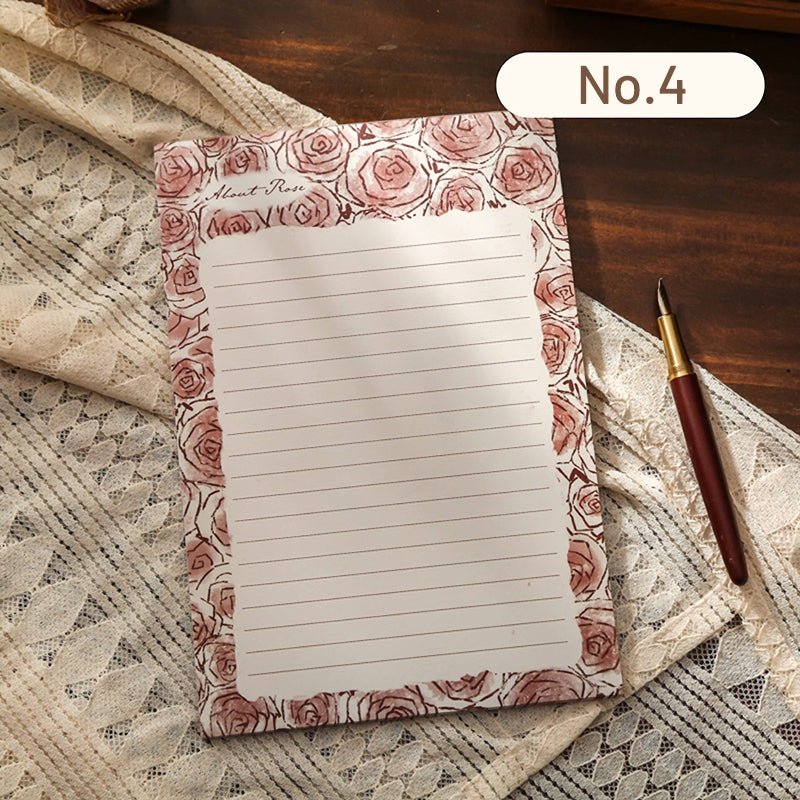 Rose Patterned Lined Scratch Paper Notepad sku-4