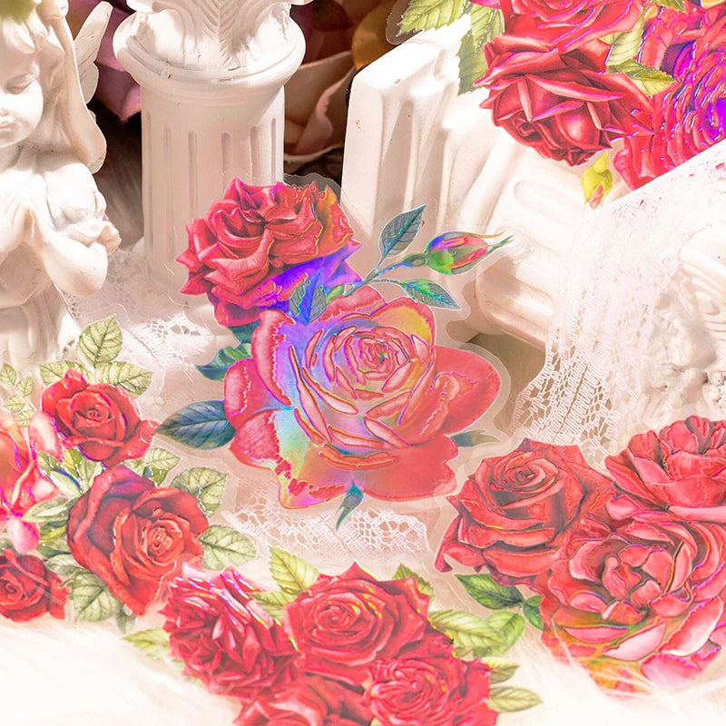 Rose Rendezvous Series 3D Holographic Rose PET Stickers c