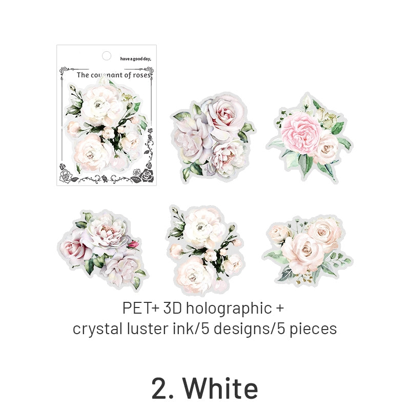 Rose Rendezvous Series 3D Holographic Rose PET Stickers sku-2
