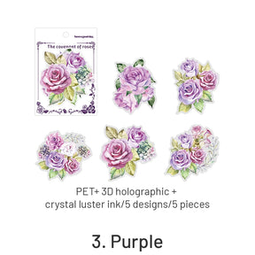 Rose Rendezvous Series 3D Holographic Rose PET Stickers sku-3