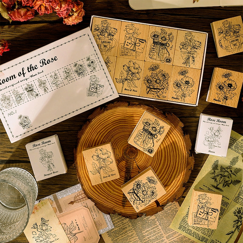 Rose Room Series Plant Wooden Rubber Stamp b3